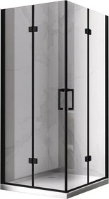 BPS-koupelny Štvorcový sprchový kút KZ08D BL 100x100 čierna/transparent + vanička SXL02C BL čierna