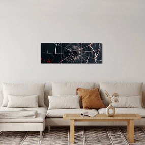 Abstraktný obraz - rozbité sklo (s hodinami) (90x30 cm)