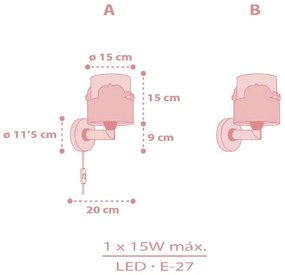 Dalber 61179S - Detské nástenné svietidlo WHALE DREAMS 1xE27/15W/230V ružová