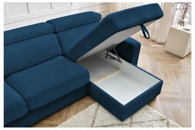 Tmavomodrá menčestrová rozkladacia rohová pohovka (variabilná) Monaco – Bobochic Paris