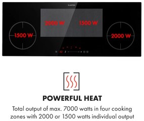Klarstein Delicatessa 90 Slim, vstavaná indukčná varná doska, 7000 W, 4 zóny, samostatná