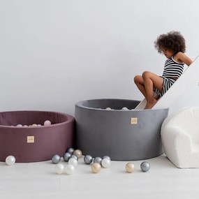 Suchý bazén 90x40 cm, okrúhly, sivý, zamatový