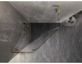 Mexen Lunar, L päťuholníkový sprchový kút naklápací doľava 80 x 80 cm, 8mm číre sklo, zlatý profil, 831L-080L-080P-50-00-L