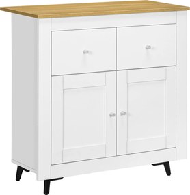 HOMCOM Kuchynský Buffetský Kabinet s Dvojitými Dverami a 2 Zásuvkami 78x35x80 cm Biela | Aosom