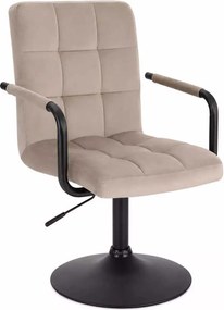 LuxuryForm DESIGN Otočná stolička VERONA BLACK VELUR na čiernom tanieri - latte