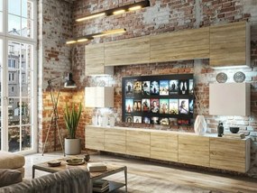 Obývacia stena Belini Premium Full Version dub sonoma / biely lesk + LED osvetlenie Nexum 41