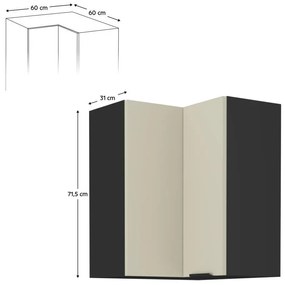 Horná rohová kuchynská skrinka Arikona 60x60 GN 72 2F (kašmír + čierna) . Vlastná spoľahlivá doprava až k Vám domov. 1097051