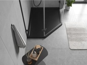 Mexen Flow, päťuholníková sprchová vanička slim 90 x 80 cm, pravá, čierna matná - 46P708090R