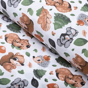 Biante Detský vankúš valec bonbon Sandra SA-282 Veveričky a lesní kamaráti 15x60 cm