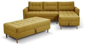 Furniture Sobczak Rohová sedacia súprava Pires s taburetom - Žlutá