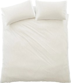 Krémové 3-dielne obliečky na dvojlôžko z bavlneného perkálu 200x200 cm Seersucker Woven Stripe – Bianca