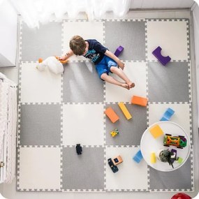 Ricokids veľká penová podložka na puzzle biela a sivá 180x180cm 9ks