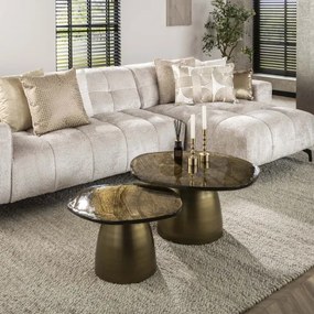 Konferenčný stôl 30-67 Eclipse 2-set Sklo Antique Gold  - Komfort-nábytok