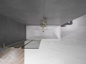 Mexen Velar L, 2-krídlová posuvná vaňová zástena 80 x 150 cm, 8mm šedé sklo, zlatá lesklá, 896-080-003-41-50