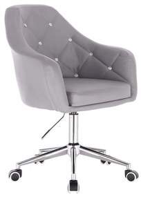 LuxuryForm DESIGN Kreslo ROMA na striebornej podstave s kolieskami - sivé