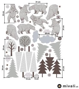 Samolepky na stenu - Medvede v lese
