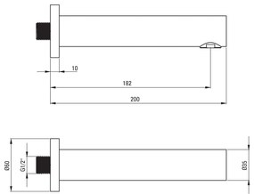 Deante Cascada, pevná vaňová výlevka 200 mm, zlatá lesklá, DEA-NAC_Z81K