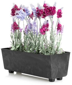 PLASTOVÝ KVETINÁČ SALVIA 37,5X17 CM IMITÁCIA BETÓNU ČIERNA