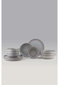 Jedálna sada 12 ks sivá/porcelán