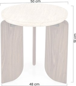 Okrúhly konferenčný stolík Manios 50 cm - travertín / orech