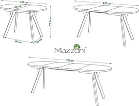 Mazzoni ALMO Dub Craft zlatý / čierne nohy - OVÁLNY ROZKLADACÍ STÔL 140-240 cm PRE 10-12 OSÔB