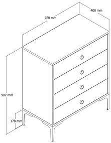 Komoda Lizbon v bielej farbe a orechovom dreve