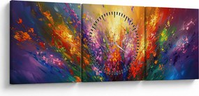 Obraz - Abstrakcia kvetov (s hodinami) (90x30 cm)