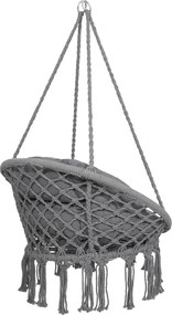 Springos Bocianie hniezdo so strapcami – závesné kreslo s vankúšom grafit SPR0046