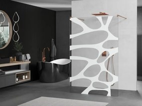 Mexen Kioto, sprchová zástena Walk-In 100 x 200 cm, 8mm číre sklo biely vzor, medený matný profil, 800-100-002-65-97