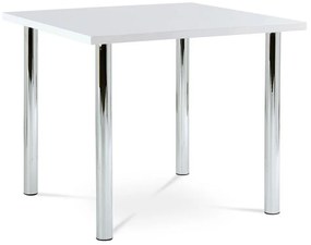Autronic -  Jedálenský stôl AT-1913B WT, 90x90cm, vysoký lesk biely, chróm