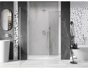 Mexen Lunar-B, Otočné ľavé sprchové dvere 135 cm, 8mm číre sklo, oceľový profil, 832S-135-050-97-00-L