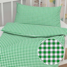 Biante Detské bavlnené posteľné obliečky do postieľky Sandra SA-058 Zeleno-biele kocky Do postieľky 90x130 a 40x60 cm