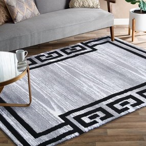Štýlový sivo čierny koberec s ornamentom