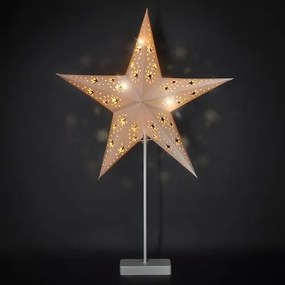 Solight LED vianočná hviezda so stojanom, biela, 45 cm, 10x LED, 2x AA