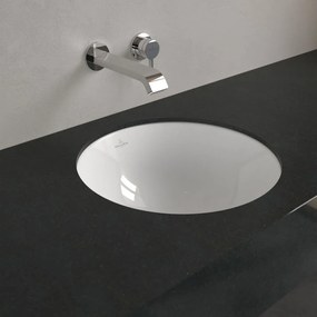 VILLEROY &amp; BOCH Loop &amp; Friends okrúhle umývadlo k zabudovaniu zospodu, bez otvoru, s prepadom, priemer 380 mm, biela alpská, 4A520001