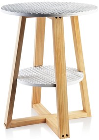 Odkladací stolík LAMMY 40x50 cm bielo-strieborný/dub prírodný