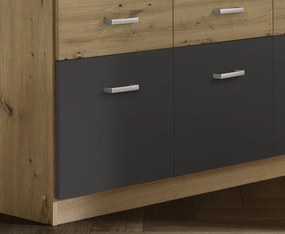 Šatníková skriňa so zrkadlami Bremen, 181 cm, dub artisan/tmavo šedá