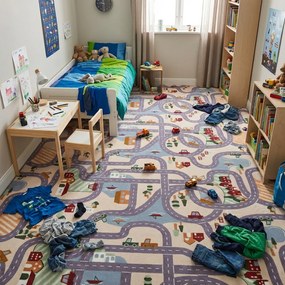 Vopi, Detský metrážny koberec Scanroad 39 - neúčtujeme odrezky z role, na mieru, šíře 1,33m,1m,2m,3m,4m,na mieru, neúčtujeme odrezky, viacfarebná, filc, detská izba