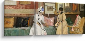 Obraz - William Merritt Chase, A Friendly Call, reprodukcia (s hodinami) (90x30 cm)