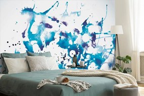 Samolepiaca tapeta modrý akvarel v abstraktnom prevedení - 225x150