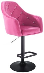 LuxuryForm Barová stolička ROMA VELUR na čiernom tanieri - ružová