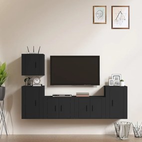 5-dielna súprava TV skriniek čierna spracované drevo 3188559