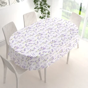 Biante Bavlnený oválny obrus Sandra SA-294 Veľké zväzky levandúľ na bielom 140x180 cm