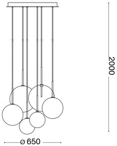 Ideal Lux - LED Luster na lanku EQUINOXE 6xG4/2W/230V pr. 65 cm mosadz/číra