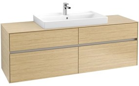 VILLEROY &amp; BOCH Collaro závesná skrinka pod umývadlo na dosku (umývadlo v strede), 4 zásuvky, 1600 x 500 x 548 mm, Nordic Oak, C02800VJ