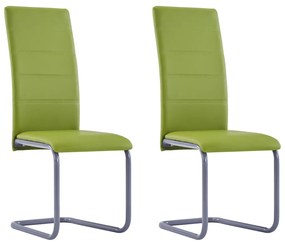 Jedálenské stoličky, perová kostra 2 ks, zelené, umelá koža 281693