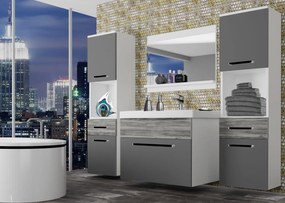 Kúpeľňový nábytok Belini šedý mat / šedý antracit Glamour Wood + umývadlo + zrkadlo  ROD M 6/0/W/SRGW1/0/ZW