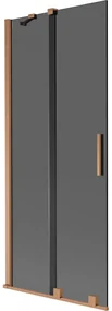 Mexen Velar, 2-krídlová posuvná vaňová zástena 80 x 150 cm, 8mm šedé sklo, medená matná, 896-080-000-41-65