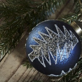 House Doctor Sklenená vianočná ozdoba Pine Blue 8 cm