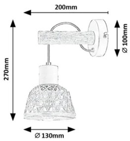 Rabalux 71025 - Nástenné svietidlo RATTAN 1xE27/15W/230V ratan
